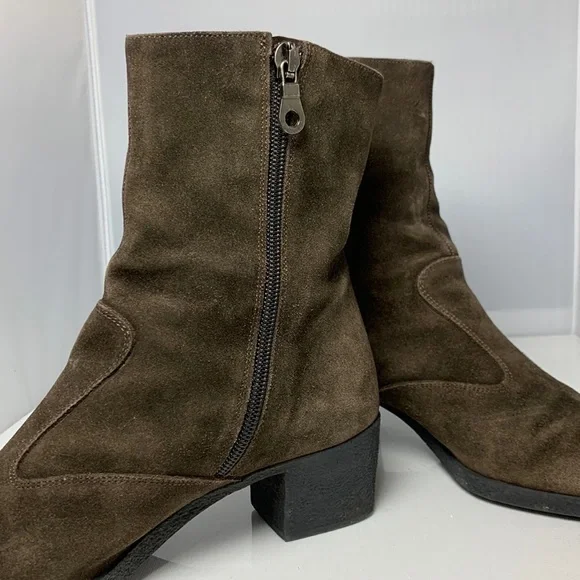 Women's Salvatore Ferragamo LAPO Suede Boots Sz 5.5 AA Brown Mustang Buc zipper - Picture 5 of 11